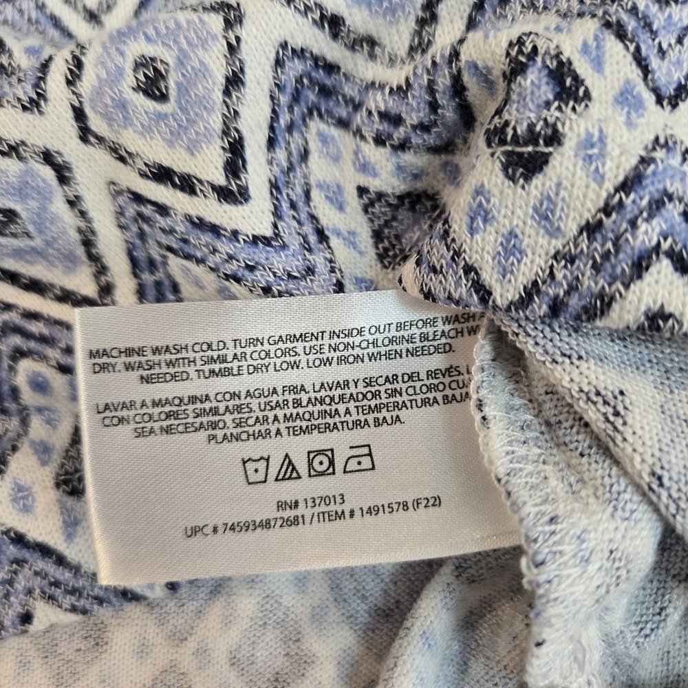 Orvis Shirt Womens Size Small Blue White Diamond Geo Print‎ Short Sleeve Stretch - Picture 9 of 9